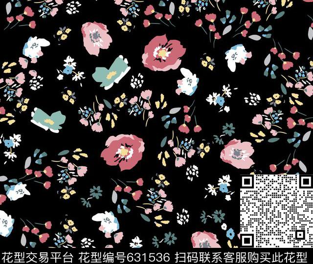 碎花花卉手绘传统印花华亿平台下载（图片编号: 631536） - 瓦栏（Walan）