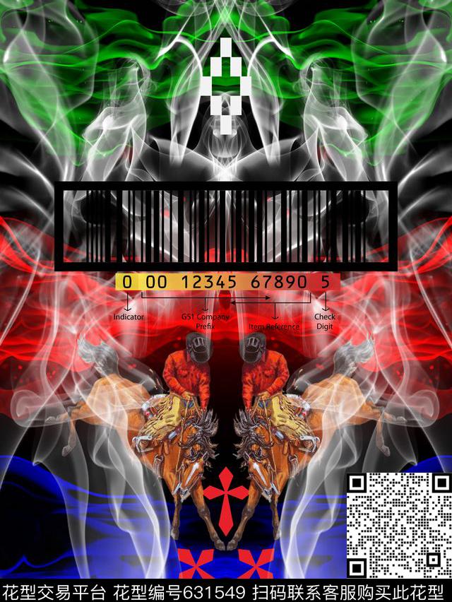 未来抽象几何数码印花华亿平台下载（图片编号: 631549） - 瓦栏（Walan）