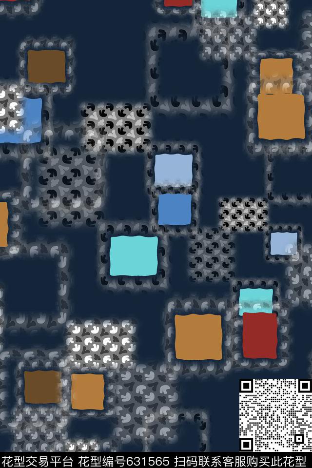 格子方框时尚男士小方块数码印花华亿平台下载（图片编号: 631565） - 瓦栏（Walan）