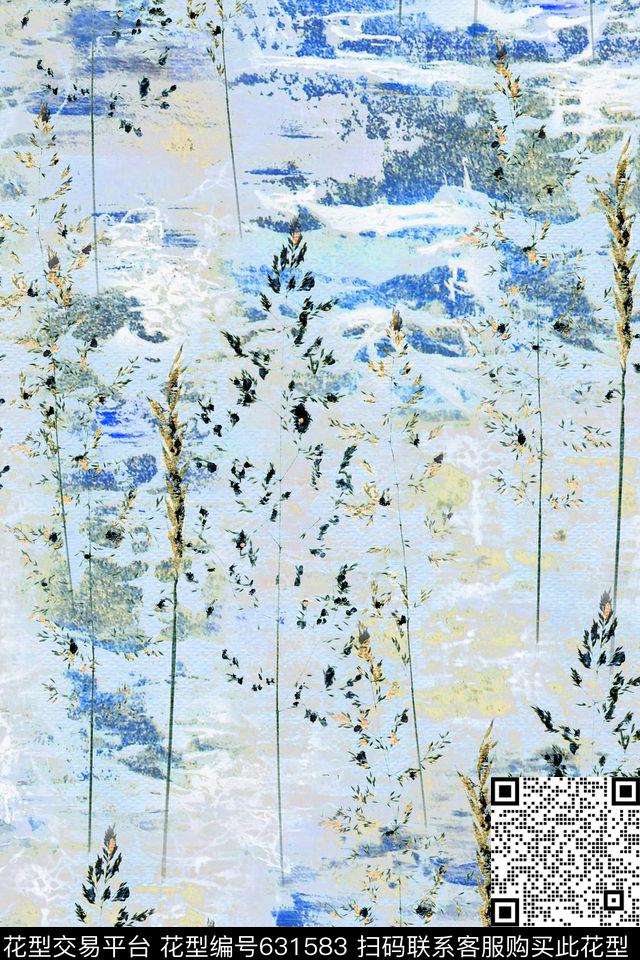 肌理植物迷彩数码印花华亿平台下载（图片编号: 631583） - 瓦栏（Walan）