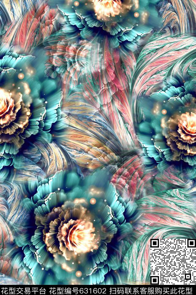 女装花卉抽象数码印花华亿平台下载（图片编号: 631602） - 瓦栏（Walan）