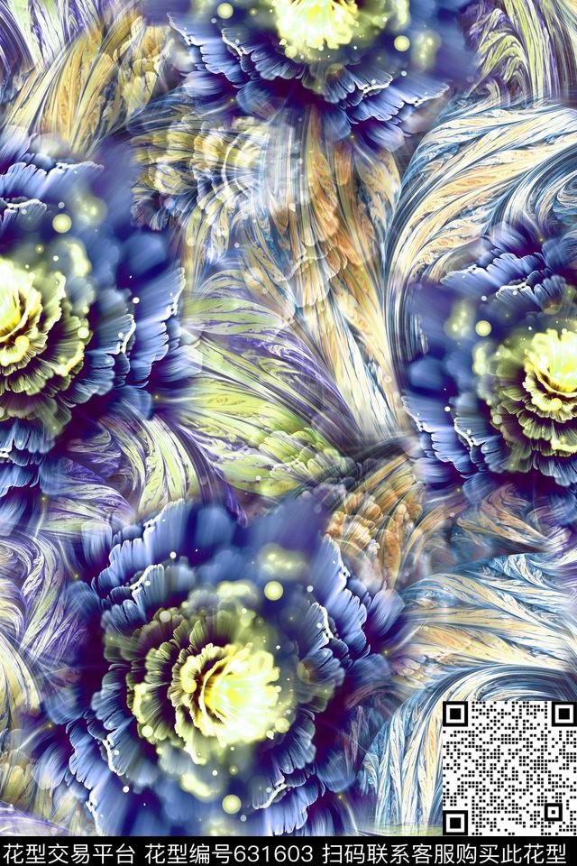 女装花卉抽象数码印花华亿平台下载（图片编号: 631603） - 瓦栏（Walan）
