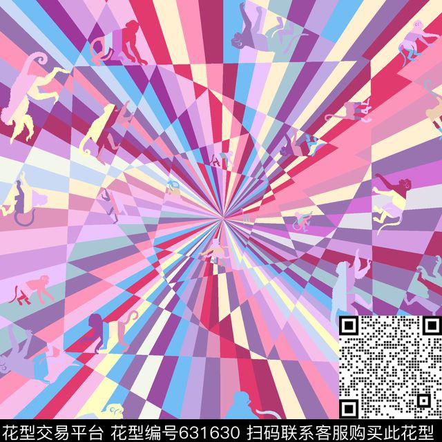 不规则几何丝巾抽象数码印花华亿平台下载（图片编号: 631630） - 瓦栏（Walan）