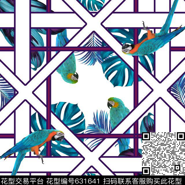 鹦鹉动物热带风情数码印花华亿平台下载（图片编号: 631641） - 瓦栏（Walan）
