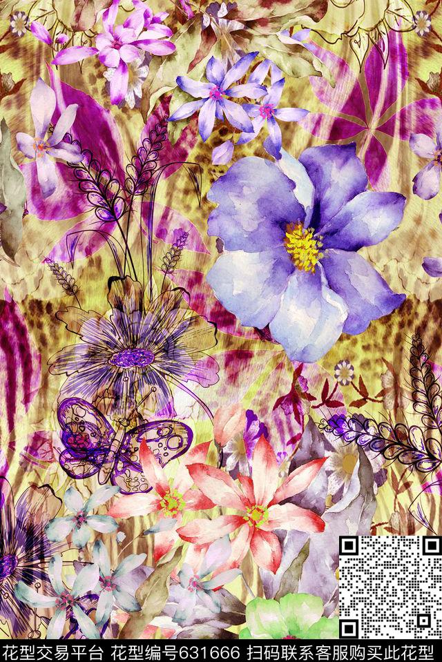 大花休闲风零点--女装数码印花华亿平台下载（图片编号: 631666） - 瓦栏（Walan）