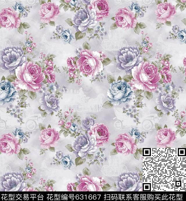 窗帘大花牡丹传统印花华亿平台下载（图片编号: 631667） - 瓦栏（Walan）