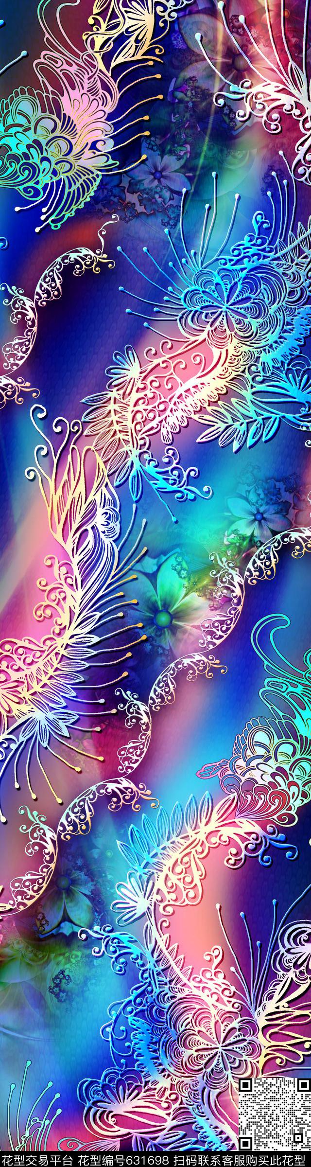 艺术线条定位数码印花华亿平台下载（图片编号: 631698） - 瓦栏（Walan）