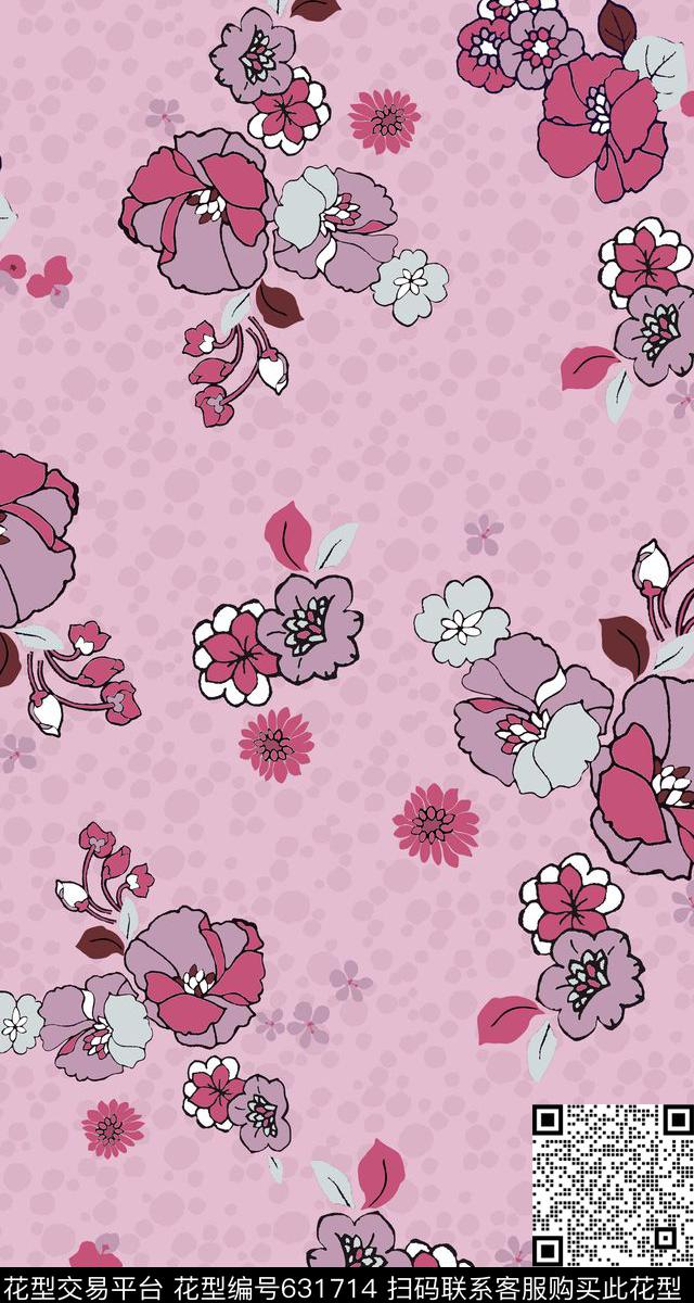 不规则几何小花平底传统印花华亿平台下载（图片编号: 631714） - 瓦栏（Walan）