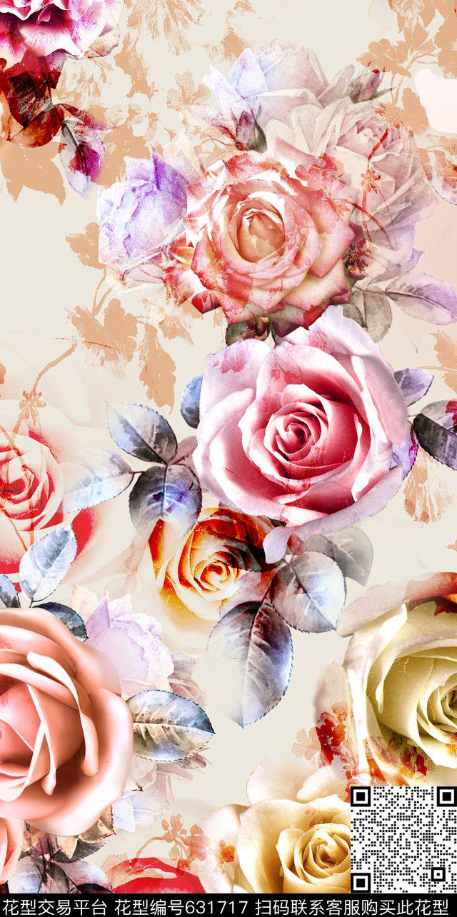 花朵花卉清新数码印花华亿平台下载（图片编号: 631717） - 瓦栏（Walan）