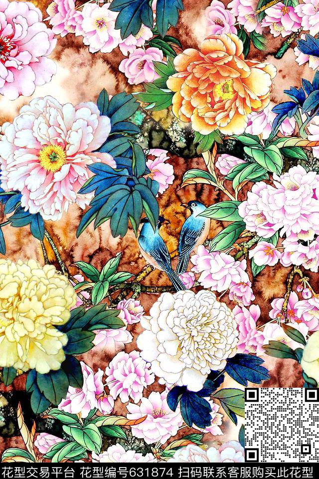 国画花卉水彩数码印花华亿平台下载（图片编号: 631874） - 瓦栏（Walan）