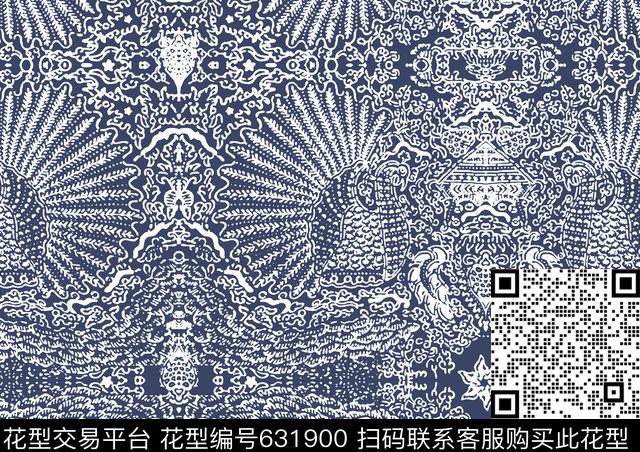 孔雀佩斯利民族风传统印花华亿平台下载（图片编号: 631900） - 瓦栏（Walan）