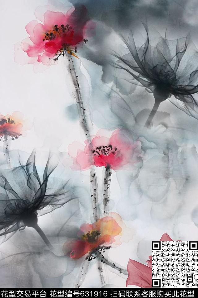 面料花荷花花卉数码印花华亿平台下载（图片编号: 631916） - 瓦栏（Walan）