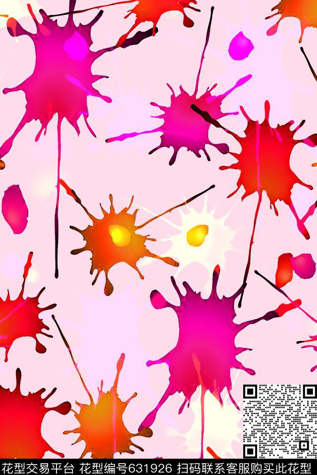 水墨肌理抽象数码印花华亿平台下载（图片编号: 631926） - 瓦栏（Walan）