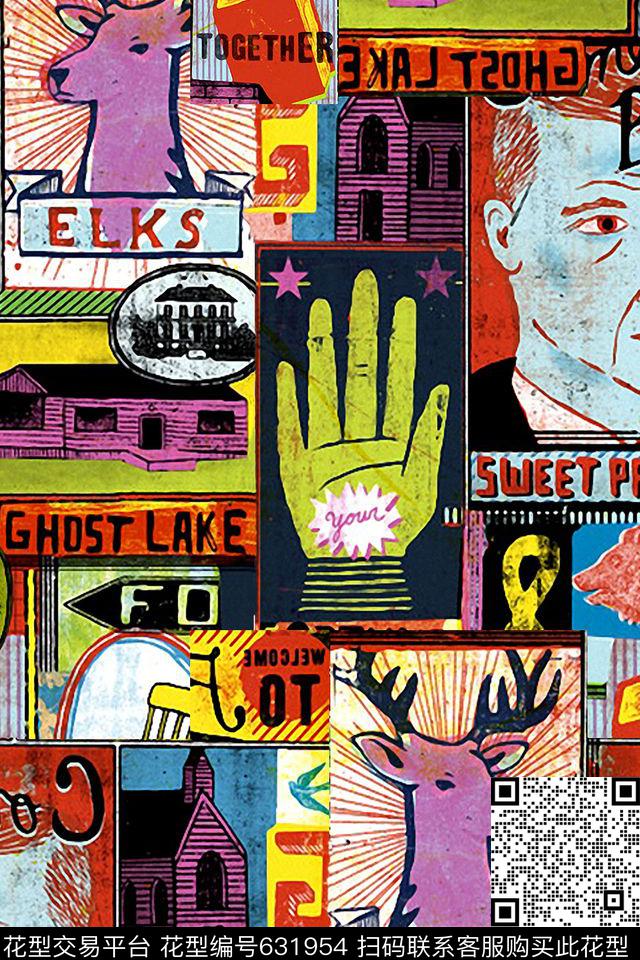 几何人物字母数码印花华亿平台下载（图片编号: 631954） - 瓦栏（Walan）