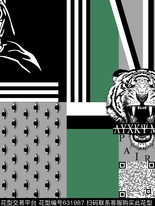KENZO高田贤三风格老虎头星球大战主角几何色块眼睛卫衣T恤夹克传统印花华亿平台下载（图片编号: 631987） - 瓦栏（Walan）