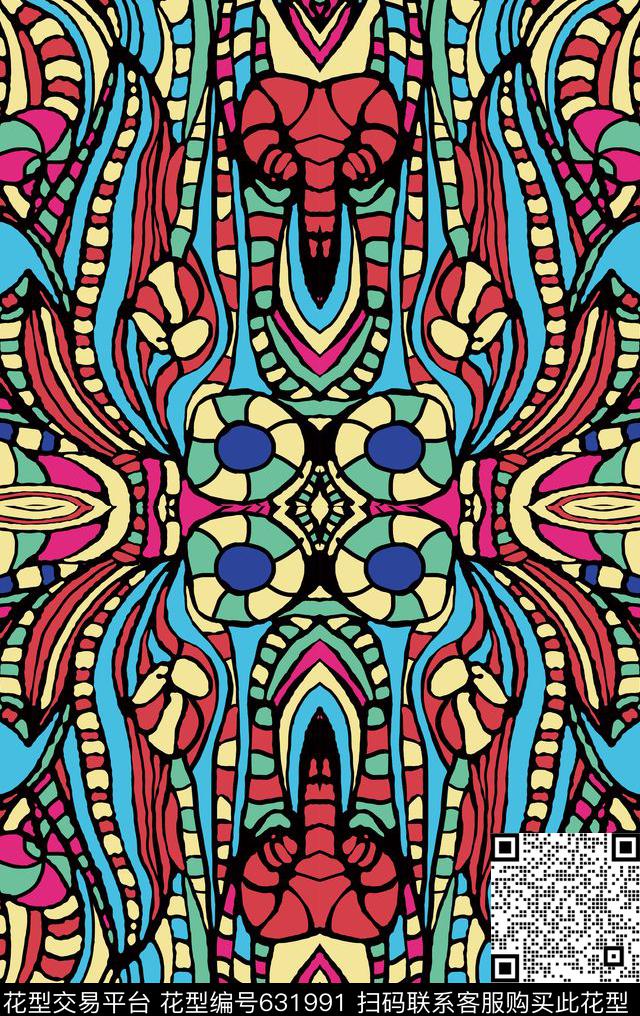 几何抽象时尚传统印花华亿平台下载（图片编号: 631991） - 瓦栏（Walan）