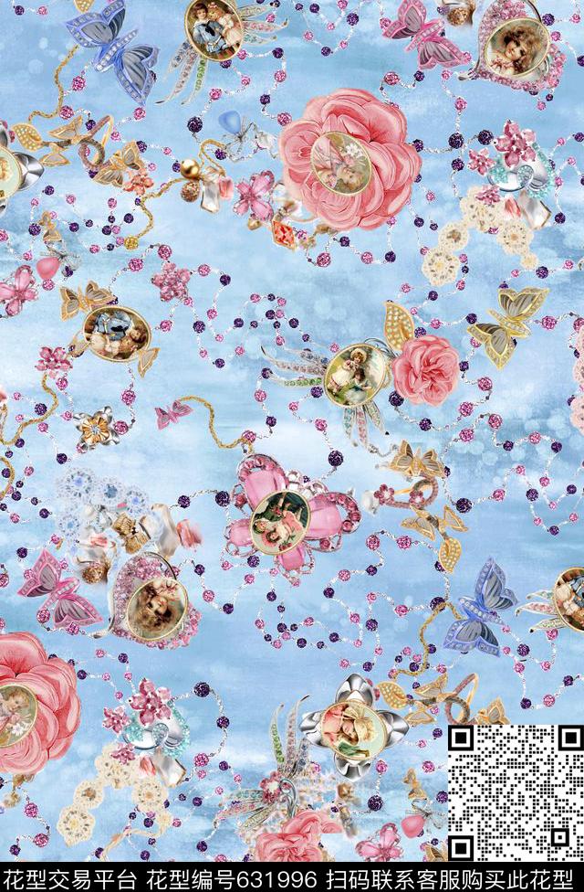 珠宝花卉女装数码印花华亿平台下载（图片编号: 631996） - 瓦栏（Walan）