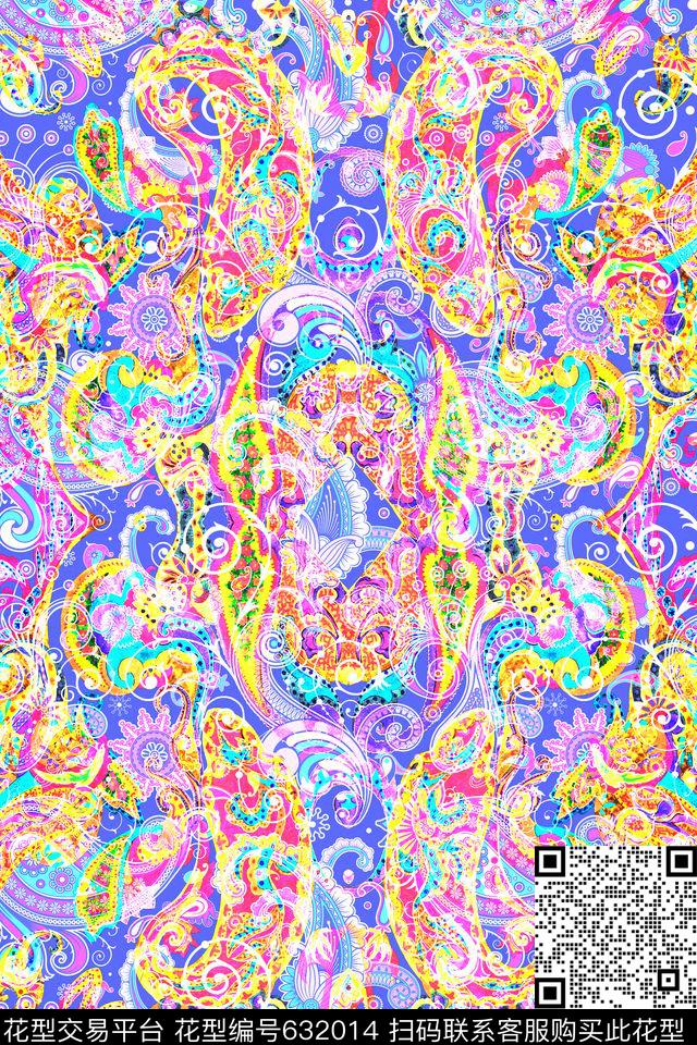 腰果佩斯利火腿花数码印花华亿平台下载（图片编号: 632014） - 瓦栏（Walan）