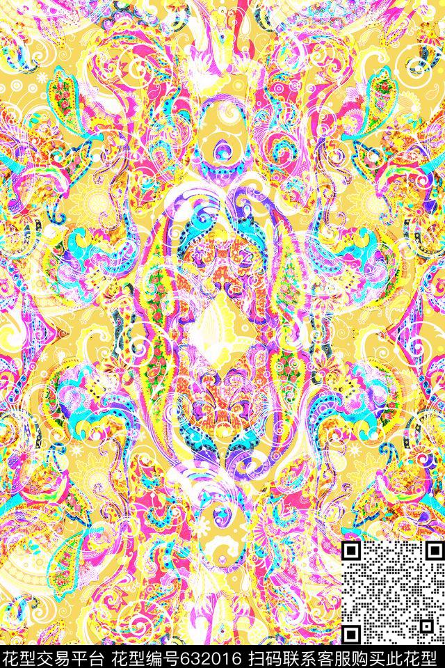 腰果佩斯利火腿花数码印花华亿平台下载（图片编号: 632016） - 瓦栏（Walan）