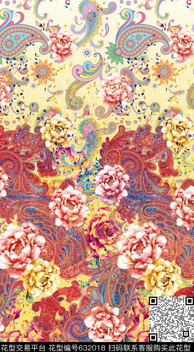 佩斯利火腿花男女装家纺印花图案数码印花华亿平台下载（图片编号: 632018） - 瓦栏（Walan）