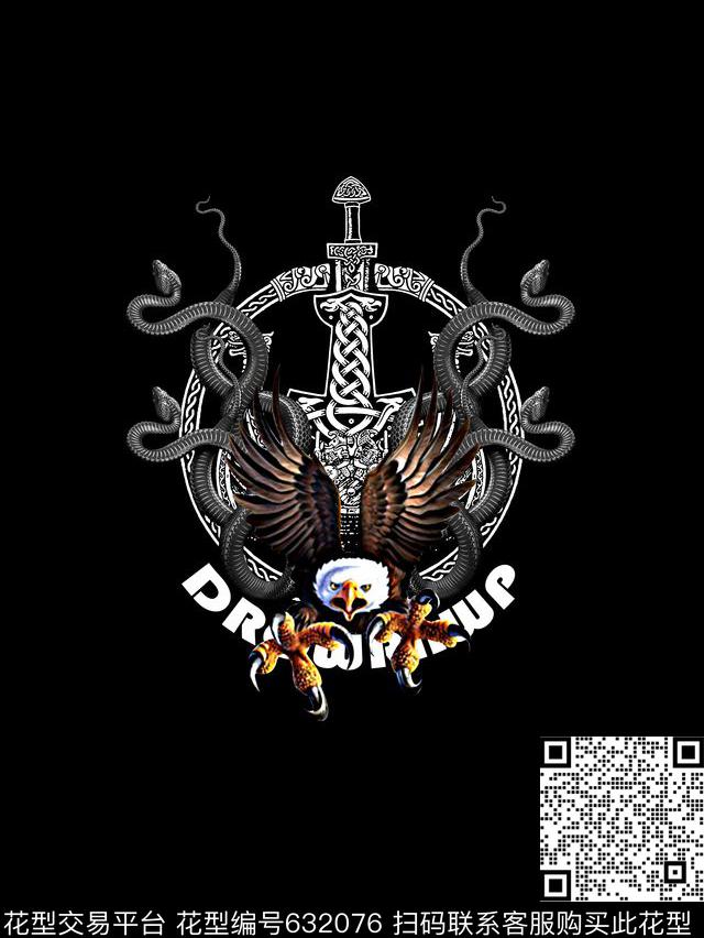 老鹰蛇男装T恤数码印花华亿平台下载（图片编号: 632076） - 瓦栏（Walan）