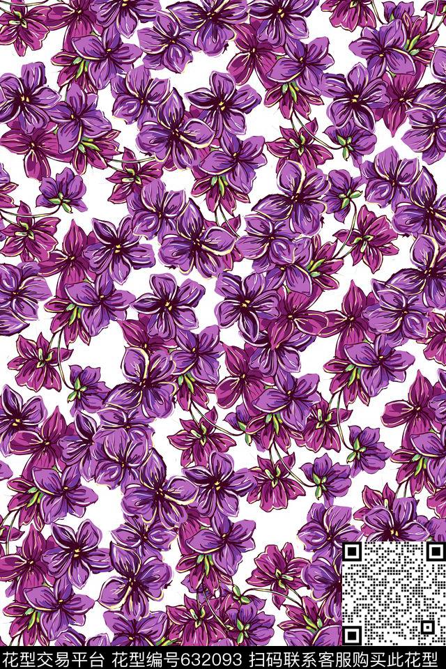 小碎花花朵花卉传统印花华亿平台下载（图片编号: 632093） - 瓦栏（Walan）