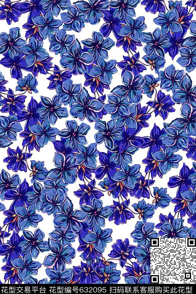 小碎花花朵花卉传统印花华亿平台下载（图片编号: 632095） - 瓦栏（Walan）