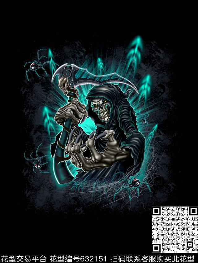 数码抽象骷髅数码印花华亿平台下载（图片编号: 632151） - 瓦栏（Walan）