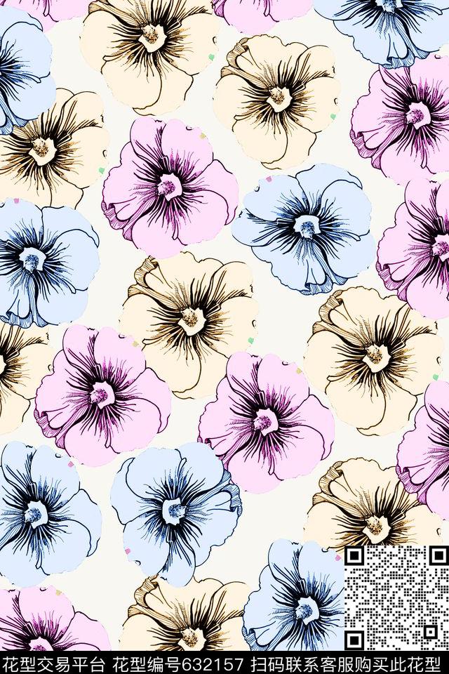花朵花卉可爱传统印花华亿平台下载（图片编号: 632157） - 瓦栏（Walan）