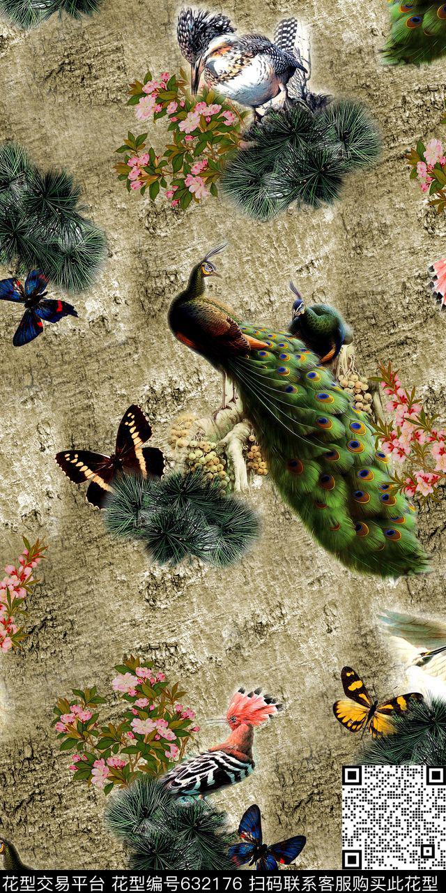 流行时尚昆虫花卉数码印花华亿平台下载（图片编号: 632176） - 瓦栏（Walan）