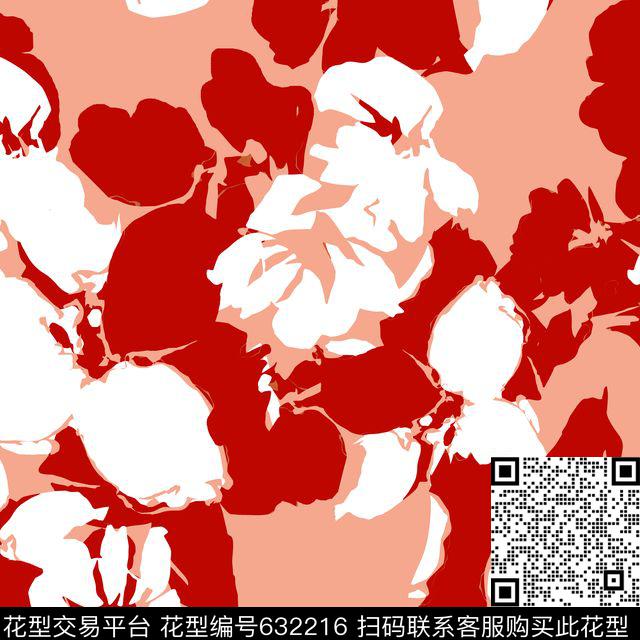 大花花朵花卉数码印花华亿平台下载（图片编号: 632216） - 瓦栏（Walan）