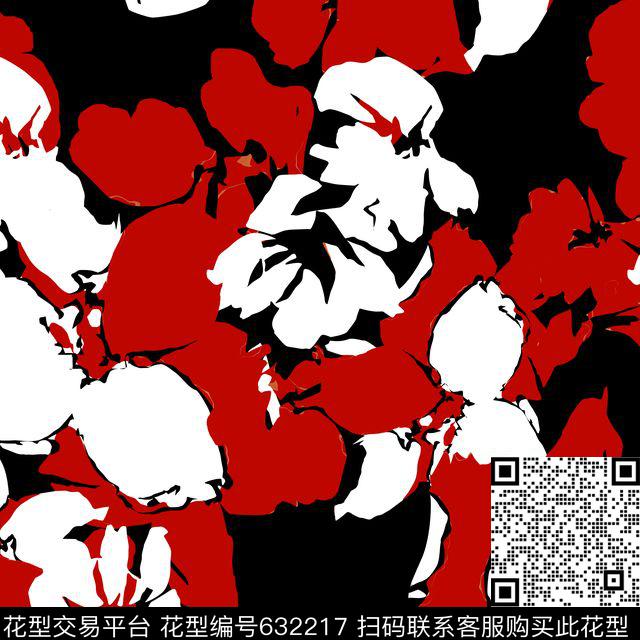 大花花朵花卉数码印花华亿平台下载（图片编号: 632217） - 瓦栏（Walan）