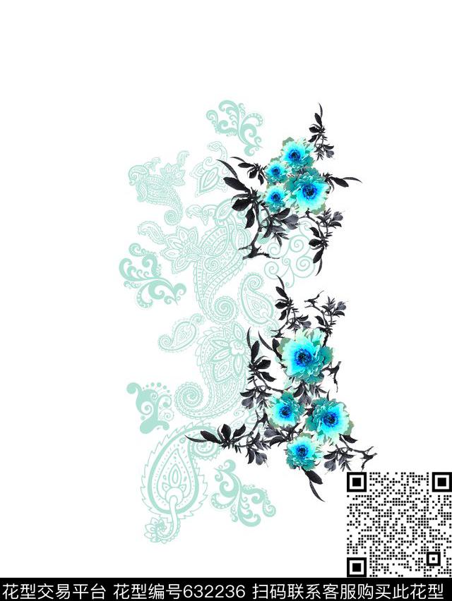 时尚女装衬衫裙款花卉佩兹利数码印花华亿平台下载（图片编号: 632236） - 瓦栏（Walan）