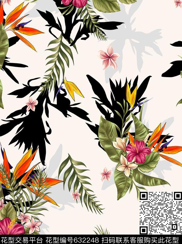 热带风格泳装夏日纵情天堂鸟芭蕉花数码印花华亿平台下载（图片编号: 632248） - 瓦栏（Walan）