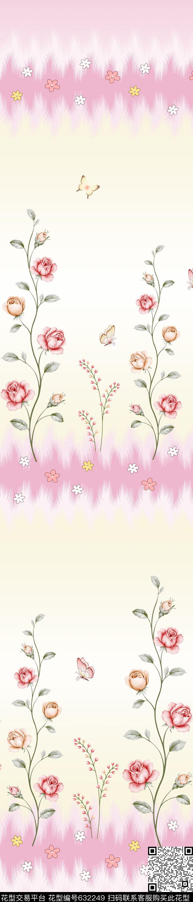 窗帘玫瑰花朵传统印花华亿平台下载（图片编号: 632249） - 瓦栏（Walan）