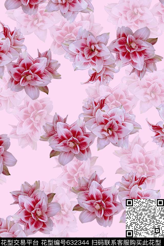 时尚清爽大牌女装裙子花卉数码印花时尚大牌花朵印花泳衣清爽印花数码印花华亿平台下载（图片编号: 632344） - 瓦栏（Walan）