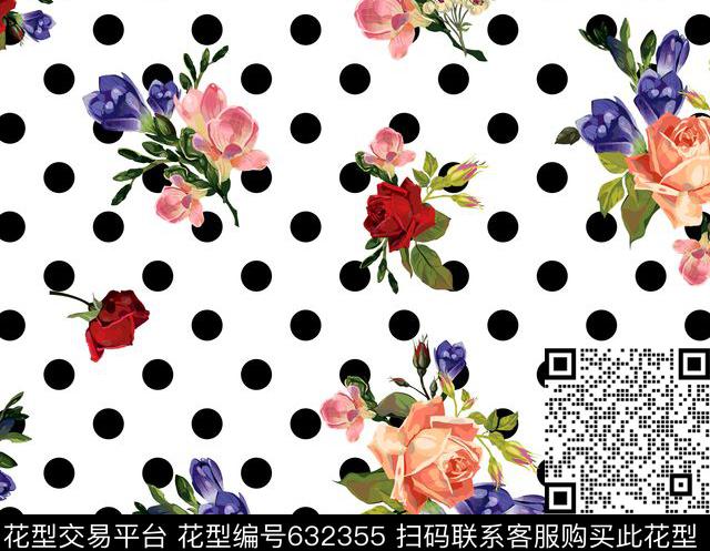 大花玫瑰花朵数码印花华亿平台下载（图片编号: 632355） - 瓦栏（Walan）