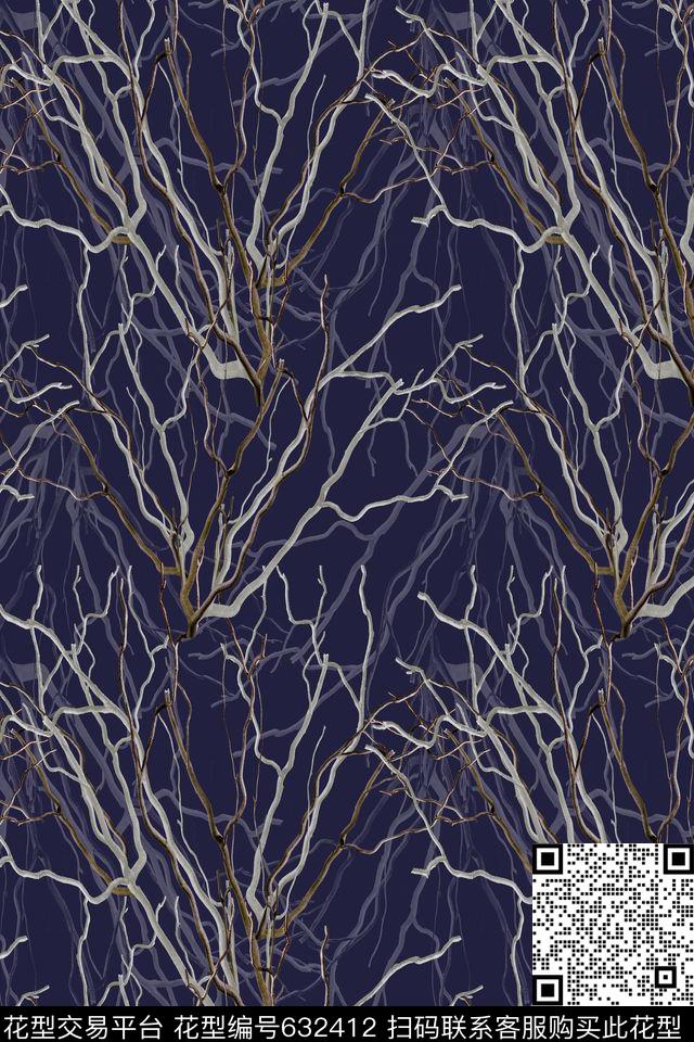 树丛抽象树枝抽象图案数码印花华亿平台下载（图片编号: 632412） - 瓦栏（Walan）