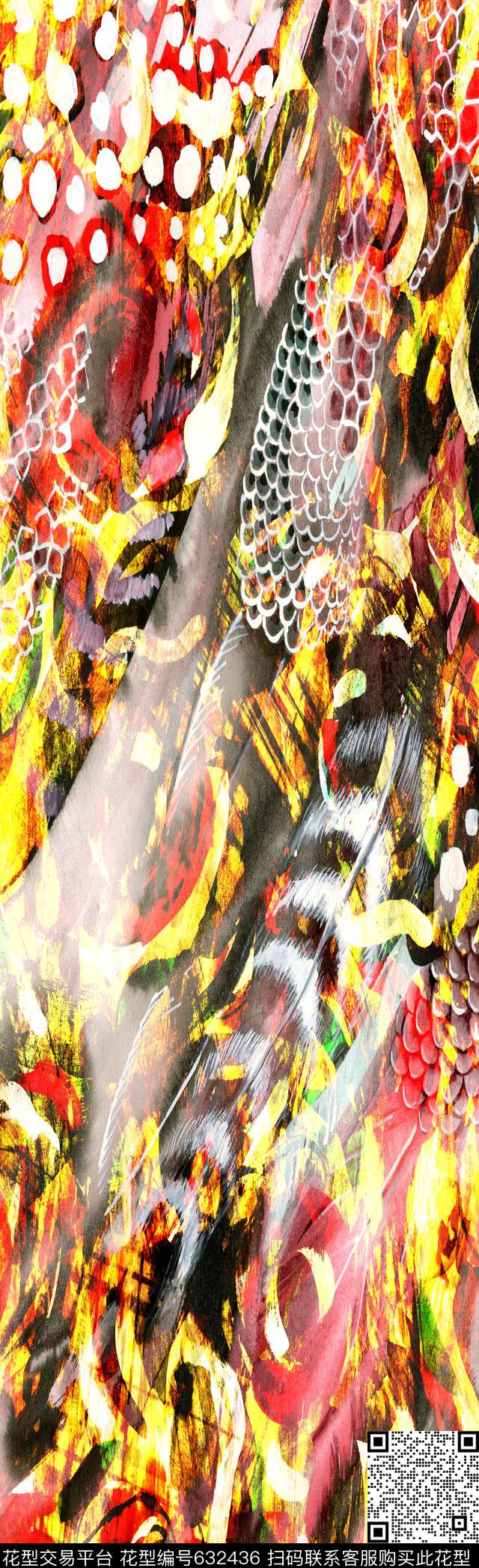 长巾图案大花牡丹数码印花华亿平台下载（图片编号: 632436） - 瓦栏（Walan）
