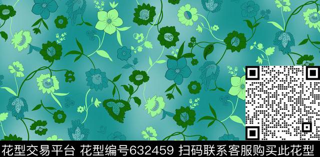 花卉花朵传统印花华亿平台下载（图片编号: 632459） - 瓦栏（Walan）