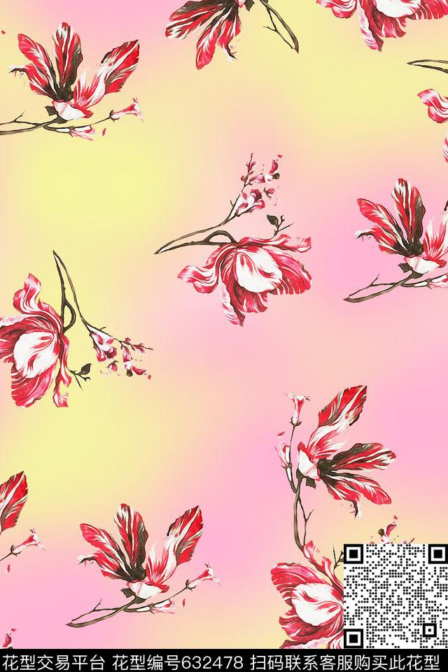 花卉数码印花华亿平台下载（图片编号: 632478） - 瓦栏（Walan）