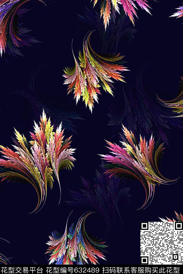 羽毛抽象变形数码印花华亿平台下载（图片编号: 632489） - 瓦栏（Walan）