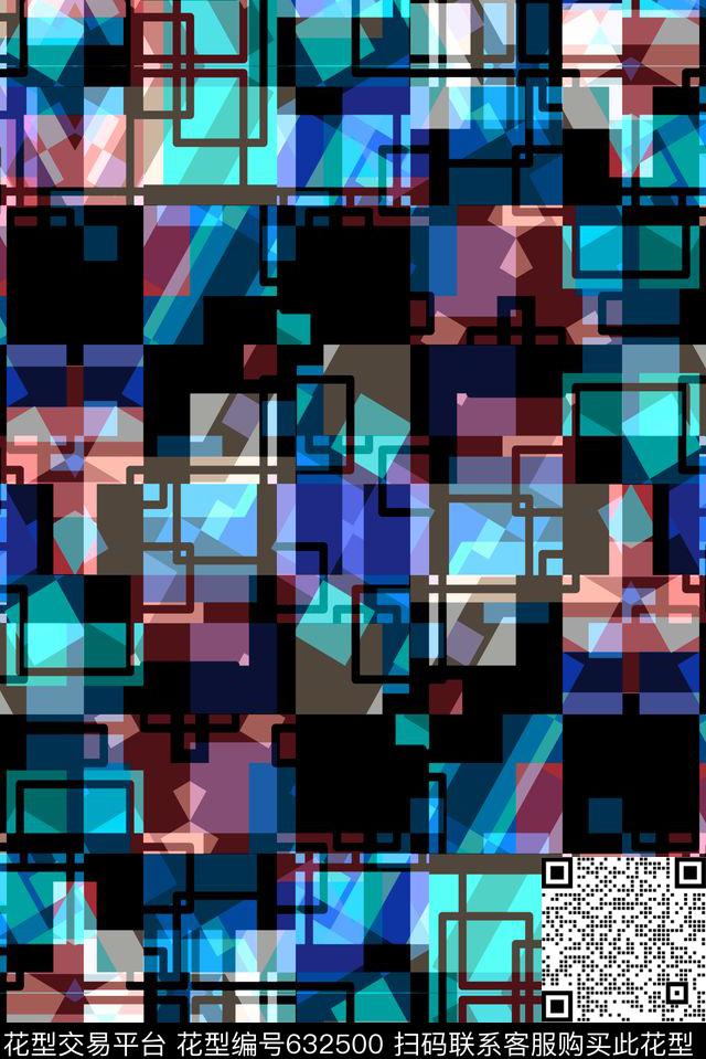 马赛克小方块不规则几何传统印花华亿平台下载（图片编号: 632500） - 瓦栏（Walan）