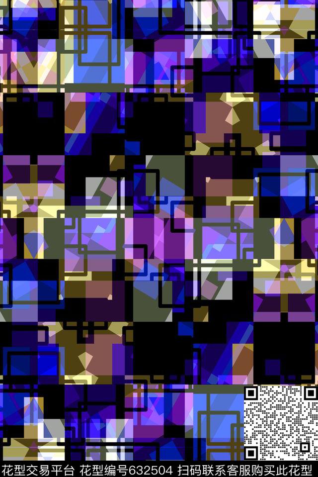 马赛克小方块不规则几何传统印花华亿平台下载（图片编号: 632504） - 瓦栏（Walan）
