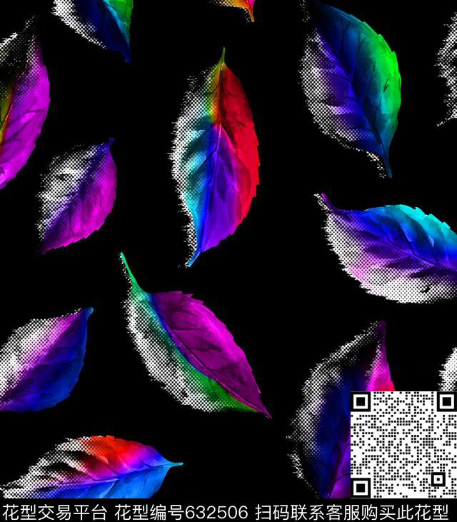 有分层大黑底水彩数码印花华亿平台下载（图片编号: 632506） - 瓦栏（Walan）