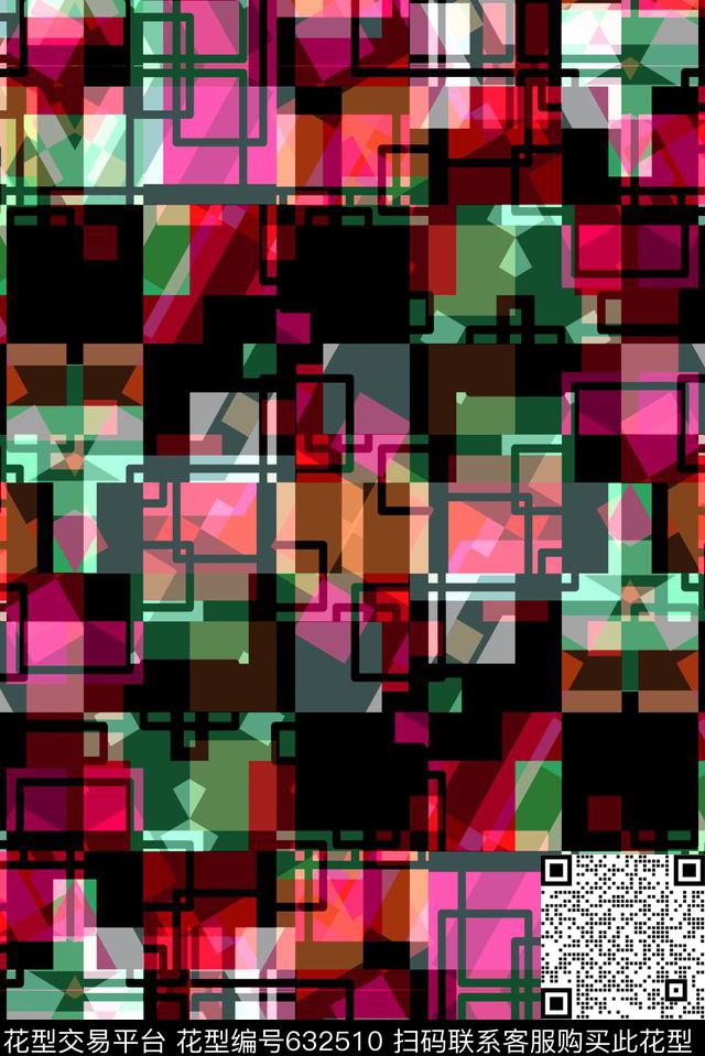 马赛克小方块不规则几何传统印花华亿平台下载（图片编号: 632510） - 瓦栏（Walan）