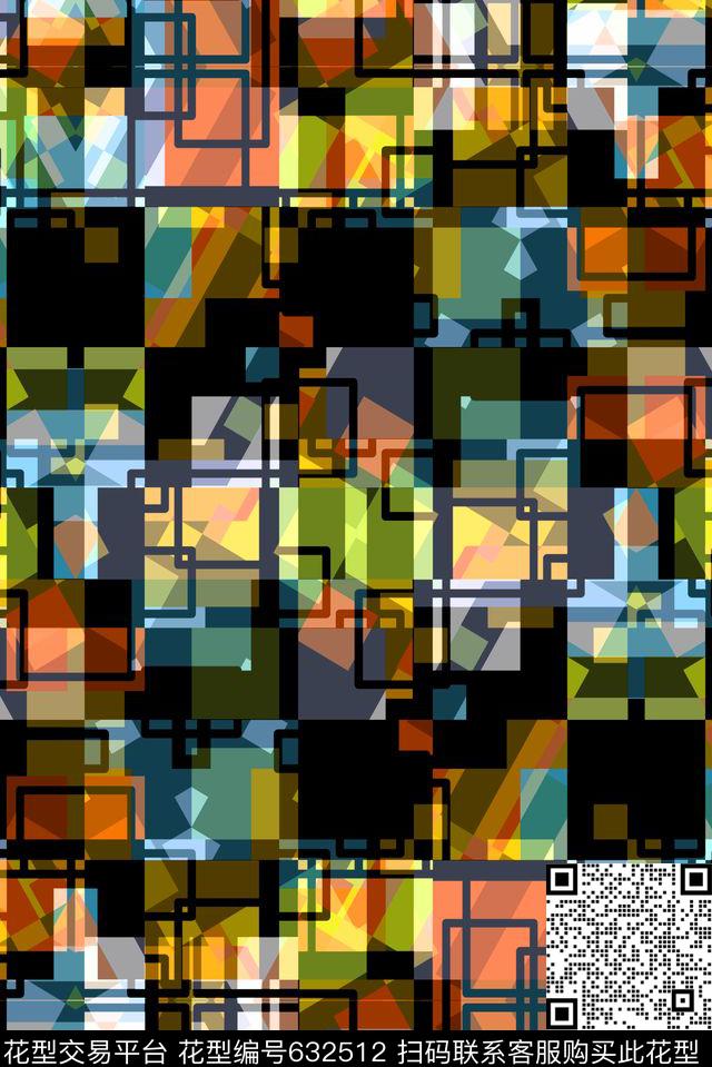 马赛克小方块不规则几何传统印花华亿平台下载（图片编号: 632512） - 瓦栏（Walan）
