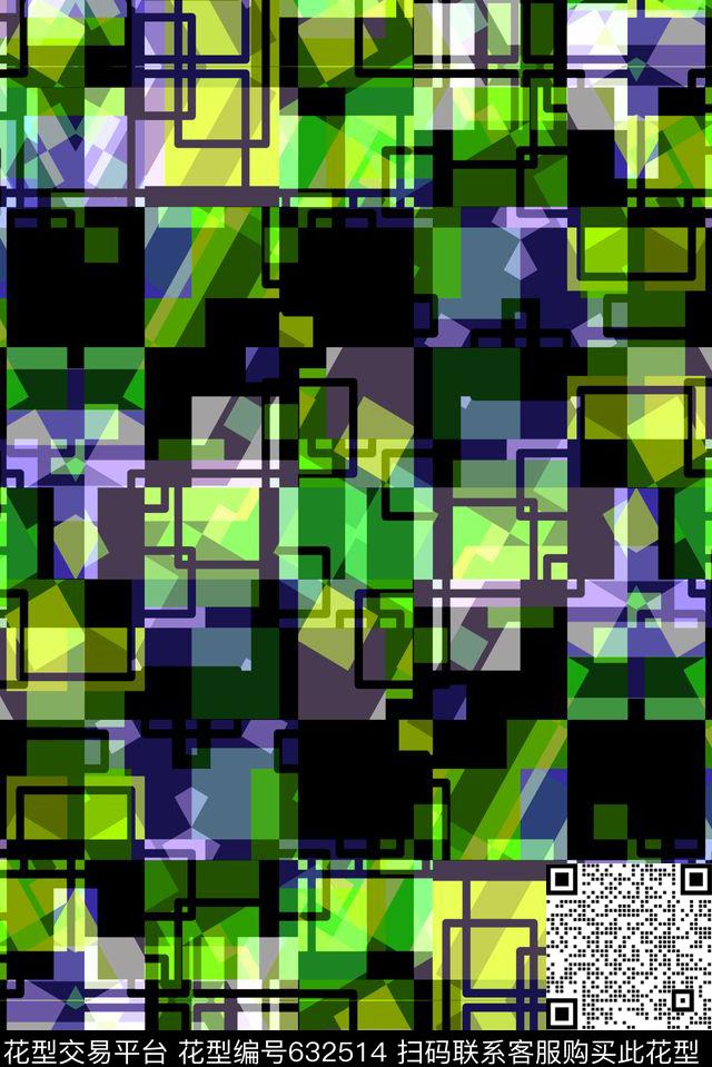 马赛克小方块不规则几何传统印花华亿平台下载（图片编号: 632514） - 瓦栏（Walan）
