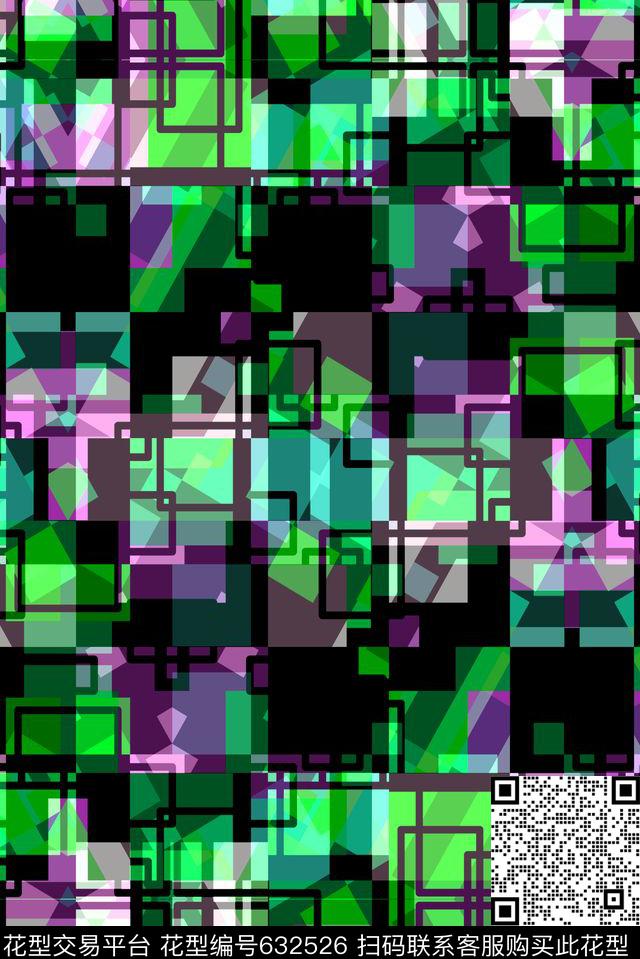 马赛克小方块不规则几何传统印花华亿平台下载（图片编号: 632526） - 瓦栏（Walan）