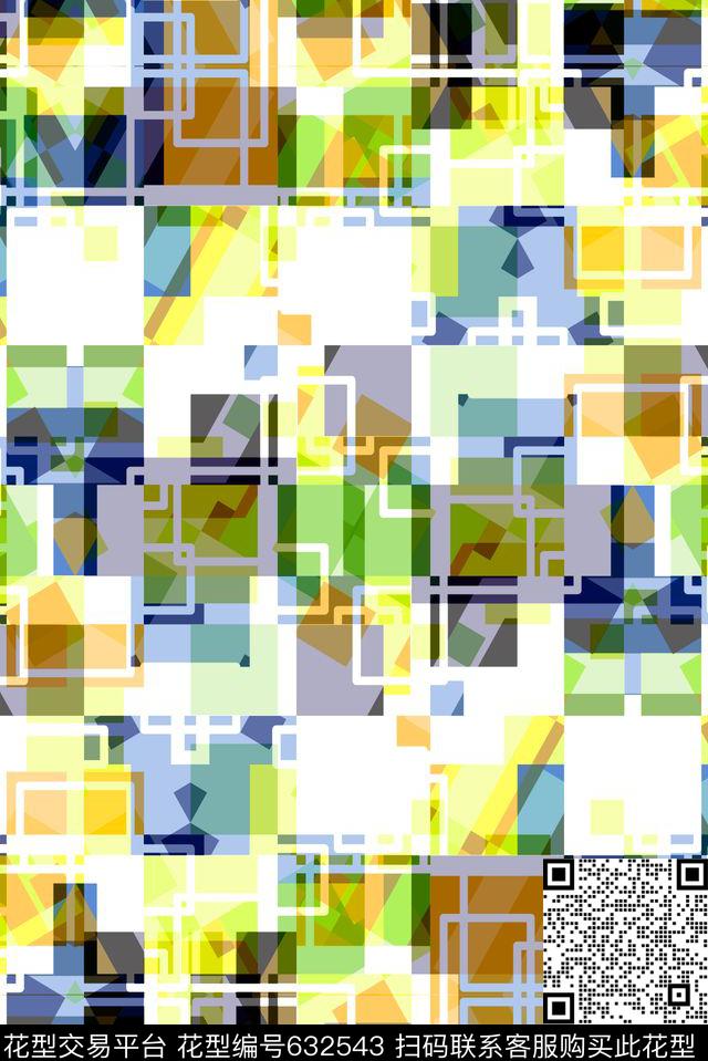 马赛克小方块不规则几何传统印花华亿平台下载（图片编号: 632543） - 瓦栏（Walan）